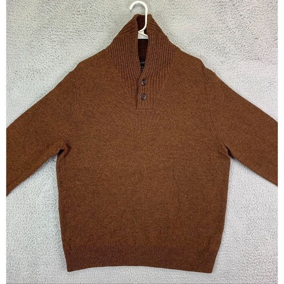 J. Crew Other - J.Crew Sweater Adult Extra Large Brown Lambswool Button Sweatshirt Pullover Mens